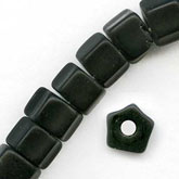 Vintage Czech matte black pentagons.  4x5mm Pkg of 20. b11-bw-0893
