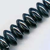 Vintage West German hematite glass lentils. 4x8mm. Pkg of 20. b11-bw-0896