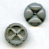 Vintage glass dove grey button beads. 13mm. Pkg of 4. 