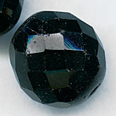 Vintage large faceted jet glass round 16x15mm Pkg of 1. b11-bw-0899