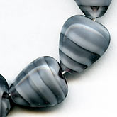 Vintage Czech "banded agate" glass triangular bead. 12x11mm.Pkg of 6. b11-bw-0901