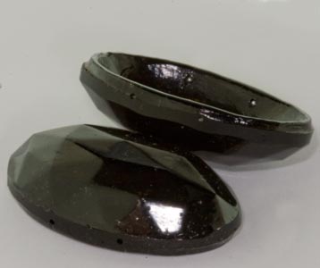 Domed Oval 2 hole, glass. Bohemian.  47x28mm kg of 2. b11-bw-0917