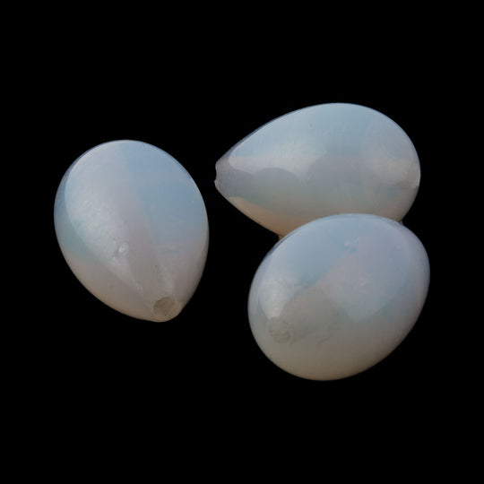 Vintage opal glass teardrop shaped beads, 20x13mm, Japan, pkg of 2. B11-bw-0930