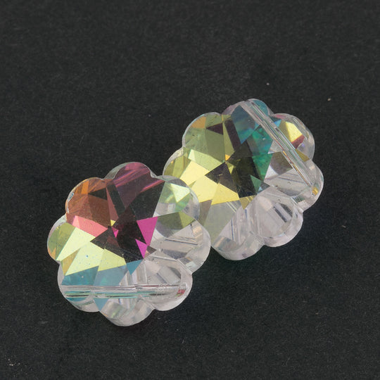 Crystal Aurora Borealis Daisy Pendant Bead. 14mm. Austria. Pkg 1. B11-CR-0221