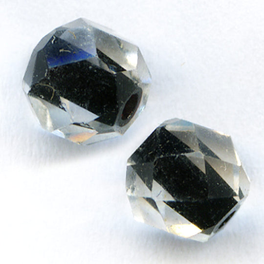 Vintage Japanese tin cut black core crystal beads, 6mm. Pkg of 10. b11-cr-0530(e)