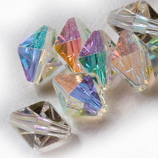 Swarovski crystal aurora borealis diamond bead Art. 5121. 8.5x6.5mm pkg of 4. b11-cr-0559(e)