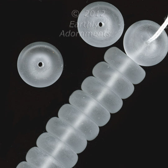 Vintage frosted matte crystal disks Czechoslovakia 14x5mm 6 pcs. b11-cr-0868(e)