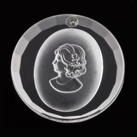 Beveled Clear Cameo Pendant. West Germany. 32mm. Pkg 1. b11-cr-0894