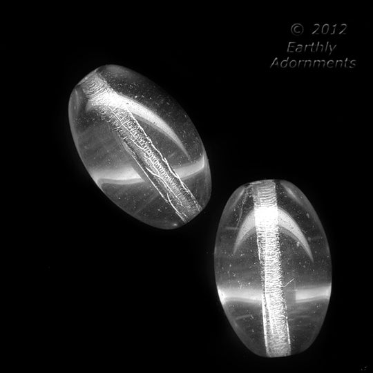 Clear Vintage Czech Oval Glass Bead.15mm x 10mm.  Package of 5. b11-cr-0896
