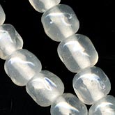 Vintage dimpled irregular opal glass rounds. 6mm x 7mm. Pkg of 4. b11-cr-0454.