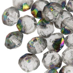 Vintage West German clear faceted bicone with vitrail finish. 6mm. Pkg of 20.