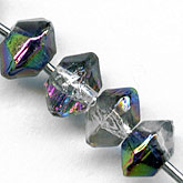 Vintage West German clear faceted bicone with vitrail finish. 5mm. Pkg of 20. 