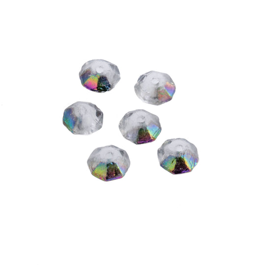 Vintage West German clear faceted bicone with vitrail finish. 6mm. Pkg of 20. b11-cr-0504-1