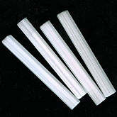 Vintage Czech clear satin glass pentagonal cylinders 40x5mm. Pkg of 6.