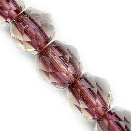 Vintage Japanese tin cut amethyst core crystal beads, 6mm. Pkg of 10.