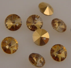 Crystal Gold Pendants, Swarovski Rivoli Article 6200. 6mm. Pkg 2. b11-cr-0544