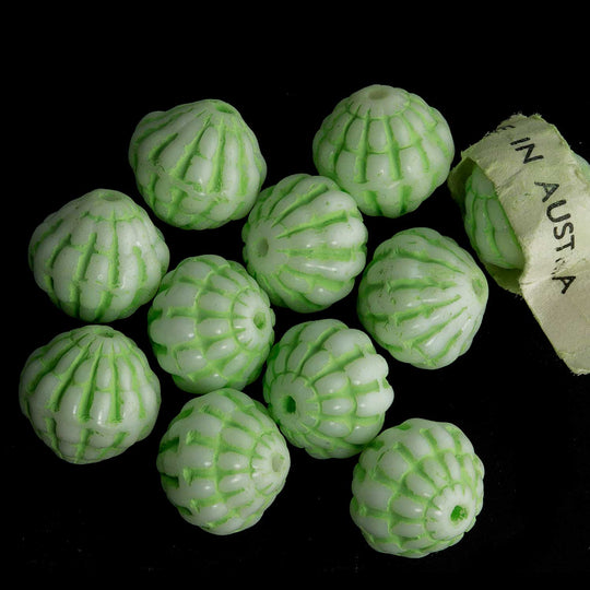 Vintage Austrian Molded "Beehives". 10mm. Pkg of 10. b11-GR-0403-2