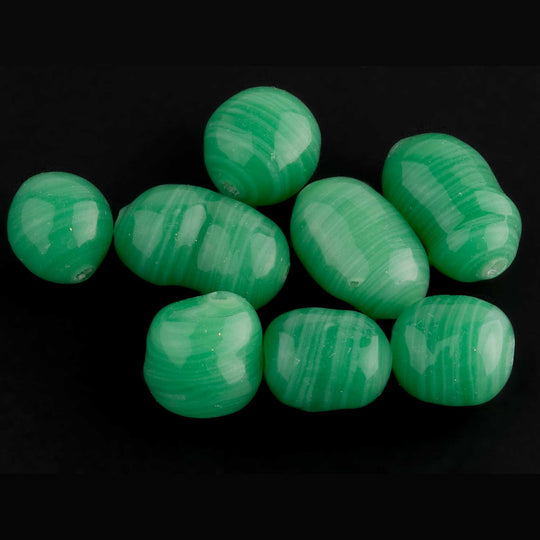 Vintage Japanese jade green baroque shapes, package of 8 asst. 8-12mm. B11-GR-0570(e)