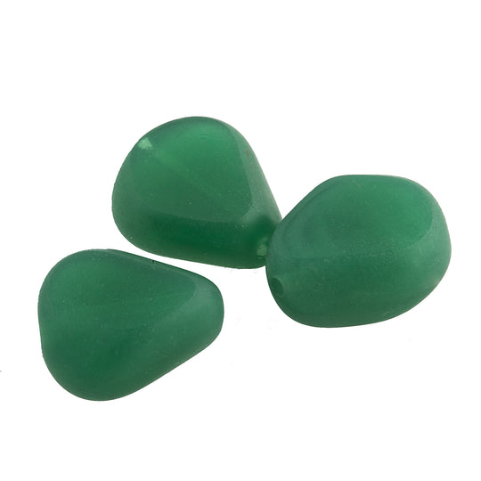 Vintage German Deep Green Beads. 12x14mm. Pkg of 1. B11-GR-0624