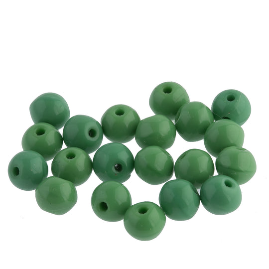 Vintage Post-WWII Japanese Opaque Pea-Green Glass Rounds. 1950s. 5mm. Package of 10. B11-GR-0627
