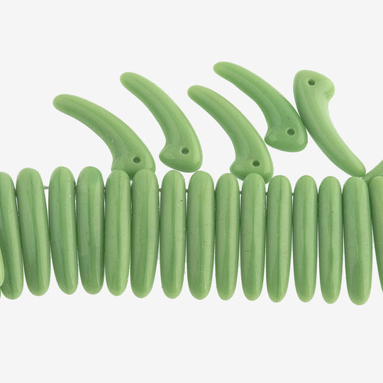 Claw-Shaped Opaque Lime Green Pendant. 1930's Czechoslovakia. Pkg 10. B11-GR-0734