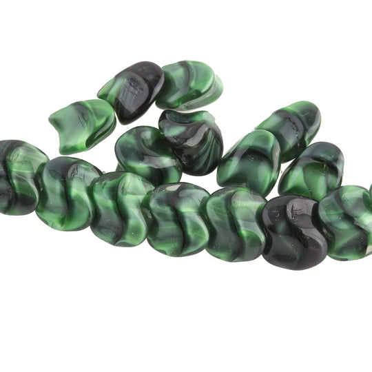 Czech Tortoise glass Interlocking Beads. 6x9mm. Pkg of 10. b11-gr-0742