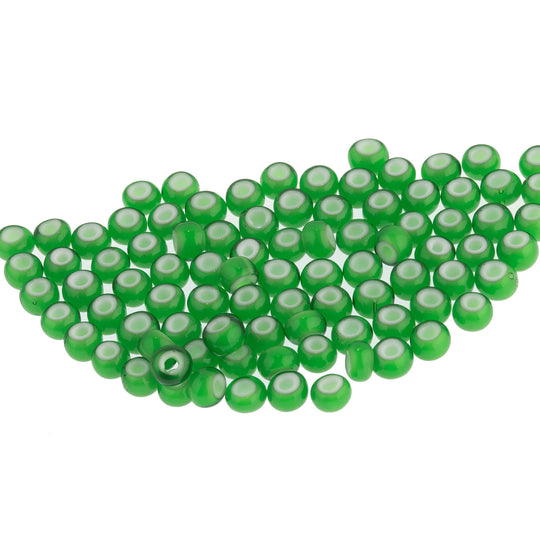 b11-gr-0746 Czech Green Whiteheart Beads. 4mm. 15 gr bag