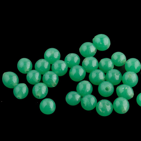 Vintage Korean Jade Green Wire-Wound Glass Rounds. 6-7mm. Package of 20. b11-gr-0797