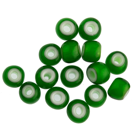 b11-gr-0849-7mm Czech green whitehearts. Pkg of 20