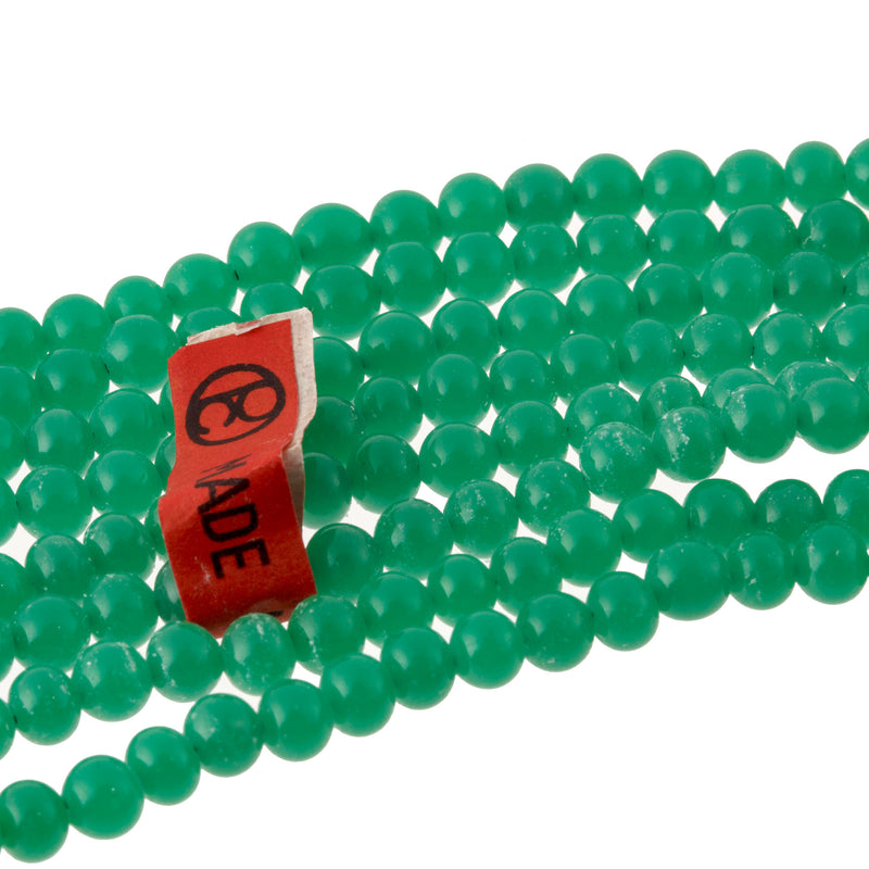 Cherry Brand chrysoprase glass bead strand. 6mm Sold by 16" strand.