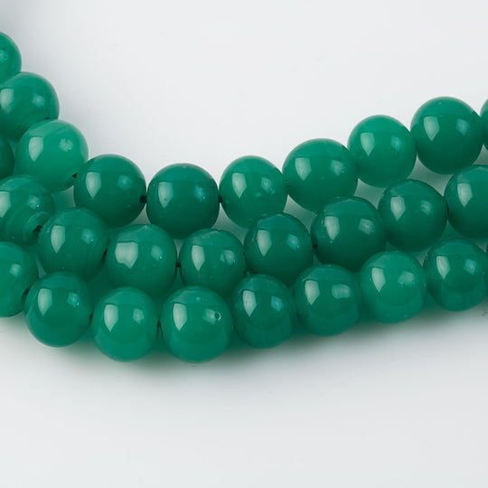Vintage Japanese Cherry Brand chrysoprase green glass  handmade round beads. 12mm. Pkg15. b11-gr-0952