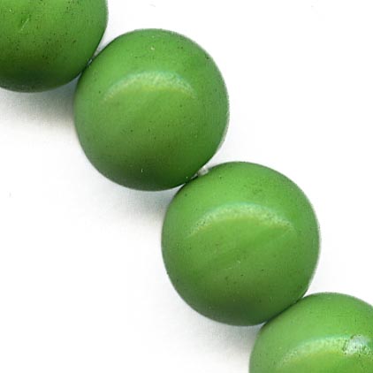 Vintage Czech opaque green 8mm rounds pkg of 10. b11-gr-0978