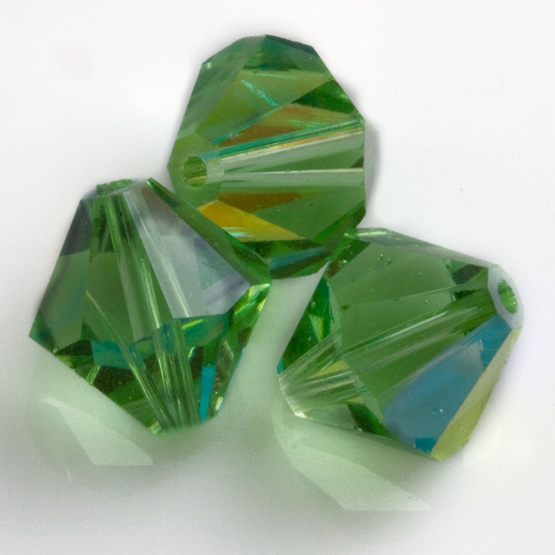 Vintage Swarovski® 10mm Peridot AB 10mm crystal bicone beads, Art.