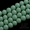 Vintage Japanese jade green beads. 6-7mm. Package of 10. 