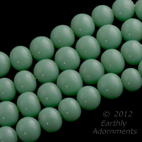 Vintage Japanese jade green beads. 6-7mm. Package of 10. b11-gr-1198