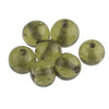 Antique Chinese translucent olive green Peking Glass beads 10-12mm. Pkg. of 4. b11-gr-2047
