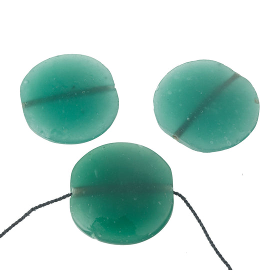 Old Chinese tabular disk counterweight bead, approximately 35X38mm. Sold individually. B11-gr-2066