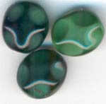 Vintage German 2 tone green molded glass. 8 x 9mm. Pkg. of 10. 