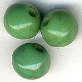 Vintage Post-WWII Japanese Opaque Pea-Green Glass Rounds. 1950s. 5mm. Package of 10.
