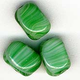 Vintage Czech White and Green Glass Cubes. 7x9mm. Pkg of 5