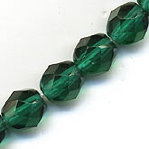 b11-gr-0758 Czech Faceted Green Rounds. 6mm. Pkg of 8