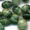 Vintage Japanese Oval Wire-Wound Glass Beads.  Varied Green Shades. 1960s. 6x9mm. Package of 10.