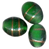 Green Oval with aventurina spiral. Pkg 6. b11-gr-0806