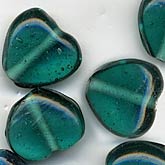 15mm teal green hearts. Pkg of 4