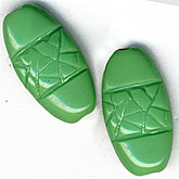 Vintage German jade glass flattened oval. 16x8mm. Pkg of 4