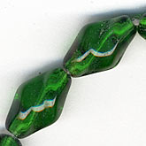 Vintage emerald twists. 13x8mm. Pkg of 6.