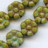 b11-gr-0929-Vintage pressed flower beads. 8x5mm. Pkg of 10