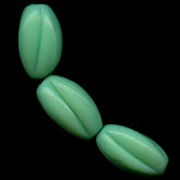 Vintage German mint green fluted ovals. 18x10mm. Pkg of 6.