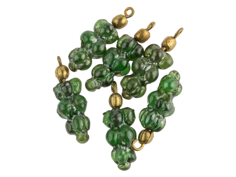Vintage green grape cluster pendant with luster finish. 20mm. Pkg of 6. 