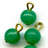 Green Glass Round Bead on wire. 5mm. Japan. Pkg  10. b11-gr-0947